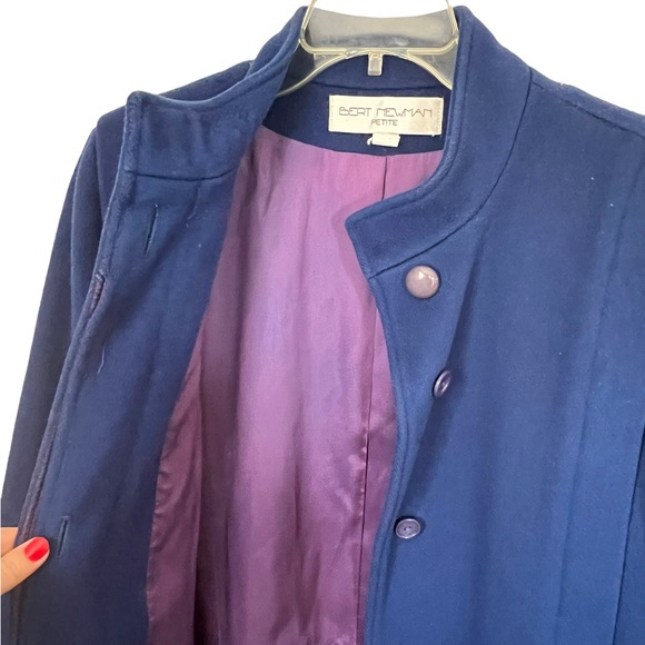 Vintage Royal Blue Longline Coat Bert Newman Petite 12 - Picture 3 of 5